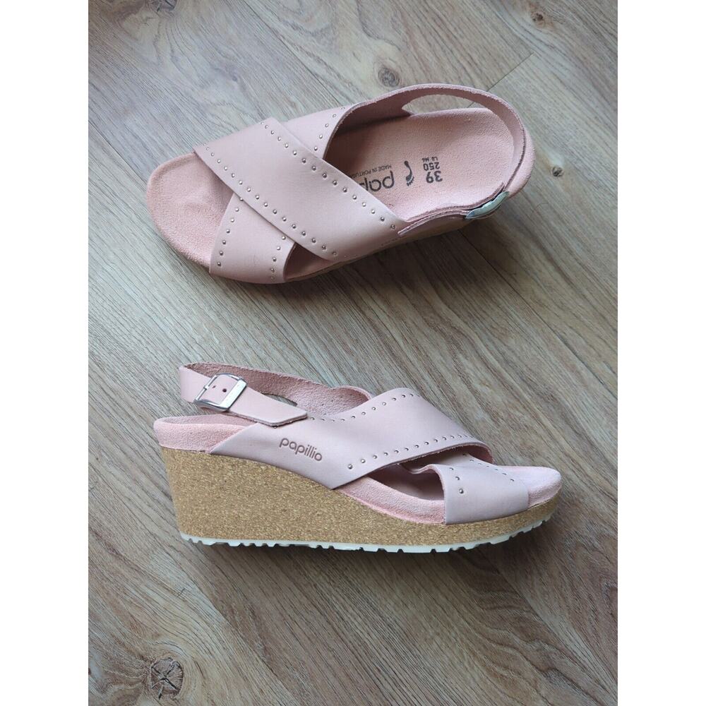 Papillio Birkenstock Samira Rivet Rose Platform Wedge Sandals Womens 8-8.5 EU 39